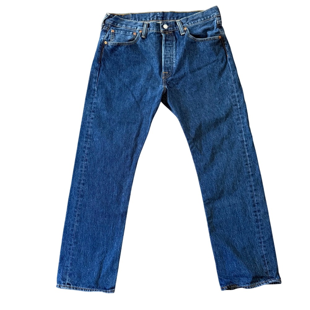 Levis 501 Original Fit Straight Leg Blue Denim Button Fly Jeans Mens 34x30